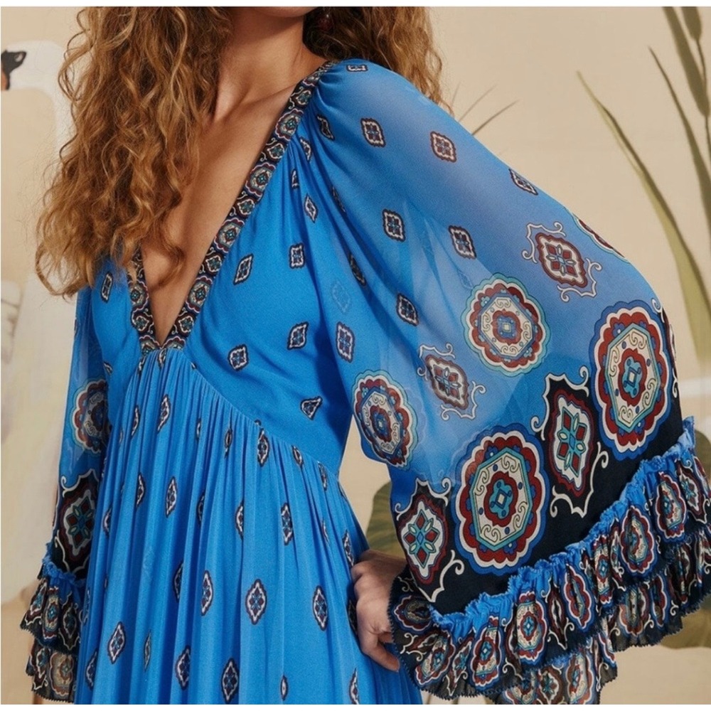 Farm Rio Anika Tiles Blue Maxi Dress - Picture 6 of 16